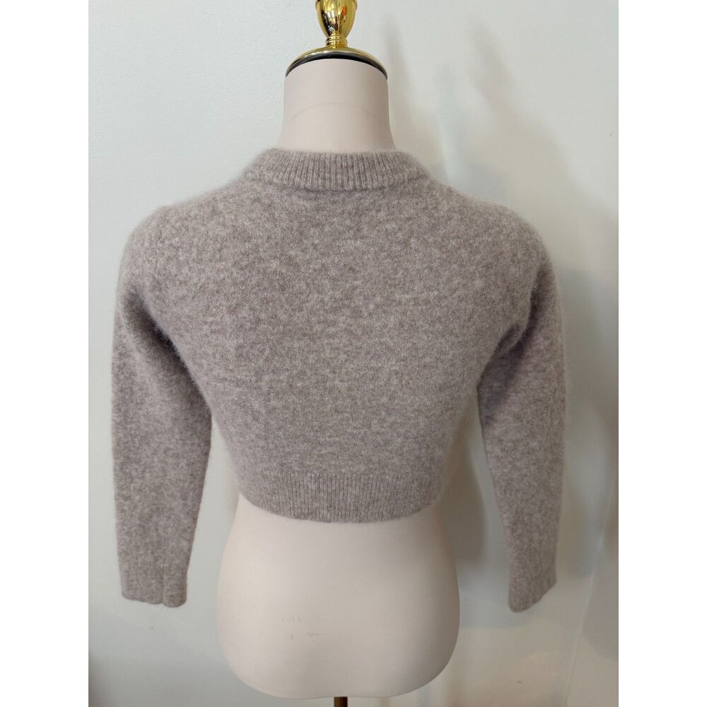 Lululemon Alpaca Wool Blend Cropped Sweater Heathered Grey Fuzzy Crewneck